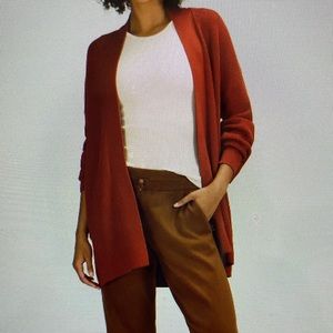 NWT Lululemon Merino Wool-Blend Ribbed Long Wrap Sweater, Size 12 in Cayenne.